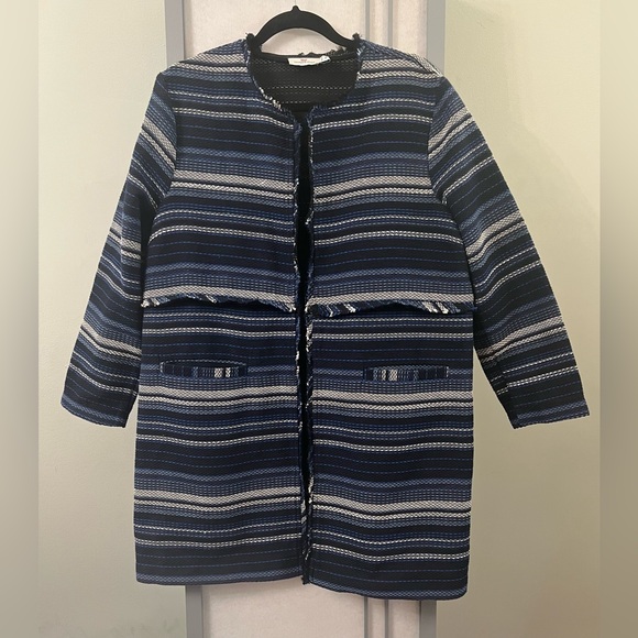 Vineyard Vines Extra Large Women's Striped Woven Cotton Jacket Deep Bay Blue - Picture 11 of 13
